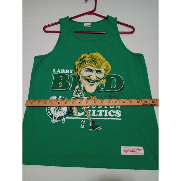 Mitchell & Ness Larry Bird Caricature Green Small Tank Top NBA Boston Celtics - Picture 5 of 6
